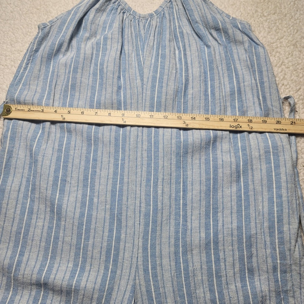 Roxy Riviera Striped Linen Blend Wide Leg Jumpsuit Blue White Large RO80515AQBP5 - Picture 10 of 15
